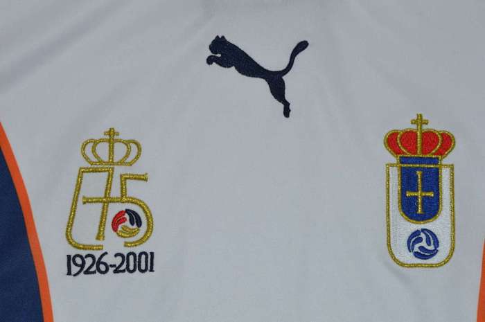 with LFP Patch Retro Jersey 2000-2001 Real Oviedo NACHO VIDAL 22 Away White Soccer Jersey Vintage Football Shirt