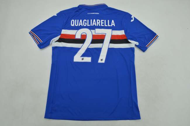 Retro Jersey 2015-2016 Sampdoria QUAGLIARELLA 27 Home Soccer Jersey Vintage Football Shirt