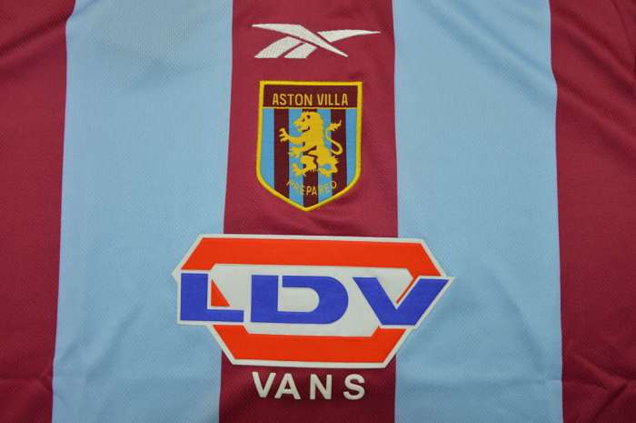 with EPL Patch Retro Jersey 1999-2000 Aston Villa Home Soccer Jersey Vintage Football Shirt