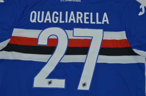 Retro Jersey 2015-2016 Sampdoria QUAGLIARELLA 27 Home Soccer Jersey Vintage Football Shirt
