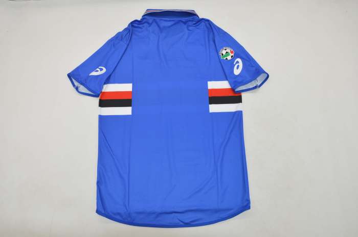 with Serie A Patch Retro Jersey 2003-2004 Sampdoria Home Soccer Jersey Vintage Football Shirt
