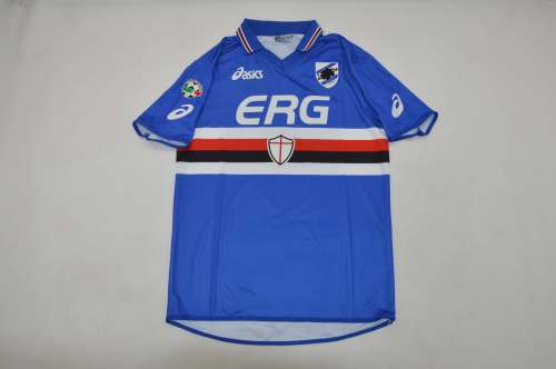with Serie A Patch Retro Jersey 2003-2004 Sampdoria Home Soccer Jersey Vintage Football Shirt