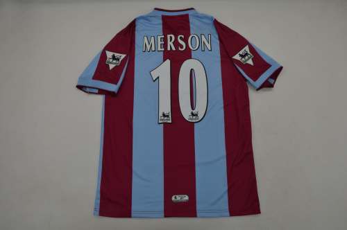 with EPL Patch Retro Jersey 1999-2000 Aston Villa MERSON 10 Home Soccer Jersey Vintage Football Shirt