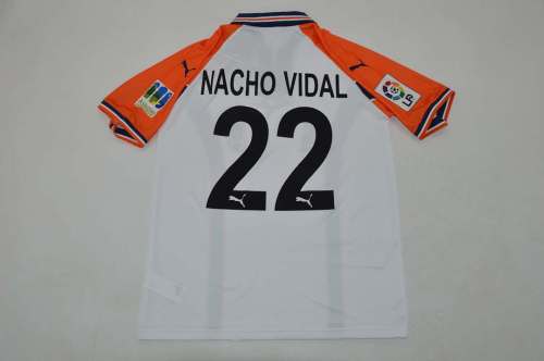 with LFP Patch Retro Jersey 2000-2001 Real Oviedo NACHO VIDAL 22 Away White Soccer Jersey Vintage Football Shirt