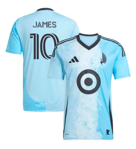 Fan Version 2025-2026 Minnesota United JAMES 10 Away Blue Soccer Jersey
