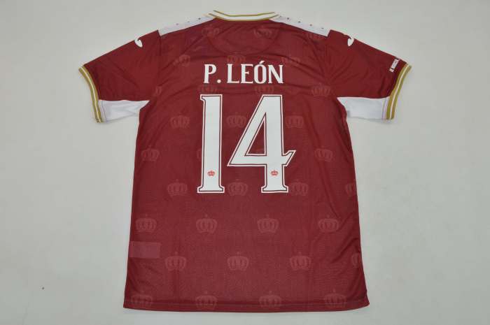 Fan Version 2025-2026 Real Murcia P.LEON 14 Home Soccer Jersey Real Football Shirt