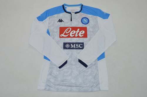 Long Sleeve Retro Jersey 2019-2020 Calcio Napoli CALLEJON 7 Away White Soccer Jersey Napoles Vintage Football Shirt