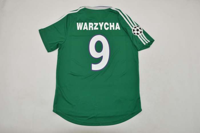 with UCL Patch Retro Jersey 2000-2001 Panathinaikos WARZYCHA 9 Home Soccer Jersey Football Shirt