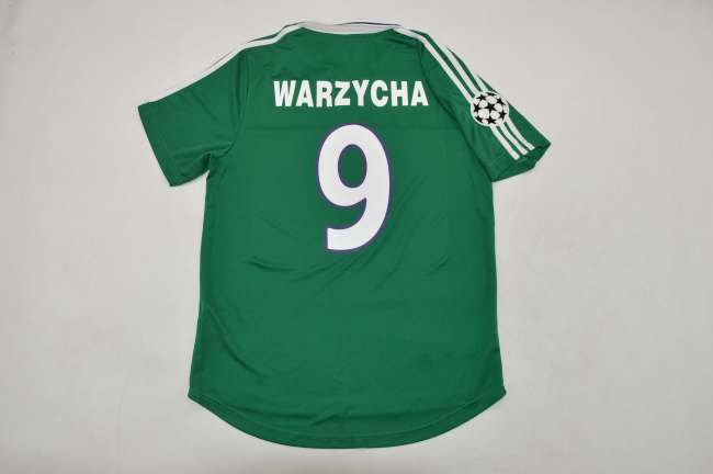 with UCL Patch Retro Jersey 2000-2001 Panathinaikos WARZYCHA 9 Home Soccer Jersey Football Shirt