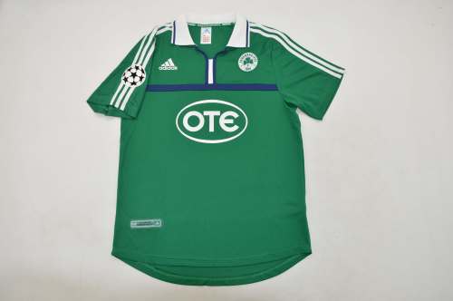 with UCL Patch Retro Jersey 2000-2001 Panathinaikos Home Soccer Jersey Football Shirt