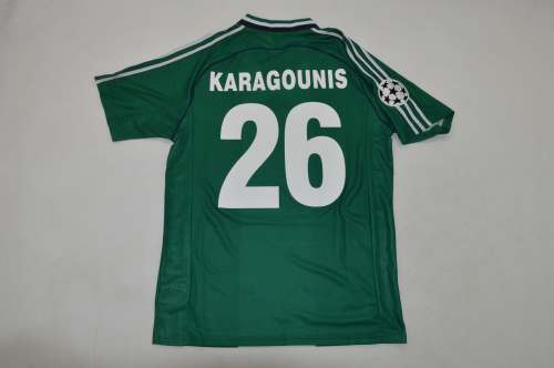 with UCL Patch Retro Jersey 1998-1999 Panathinaikos KARAGOUNIS 26 Home Soccer Jersey Football Shirt