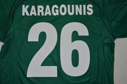 with UCL Patch Retro Jersey 1998-1999 Panathinaikos KARAGOUNIS 26 Home Soccer Jersey Football Shirt