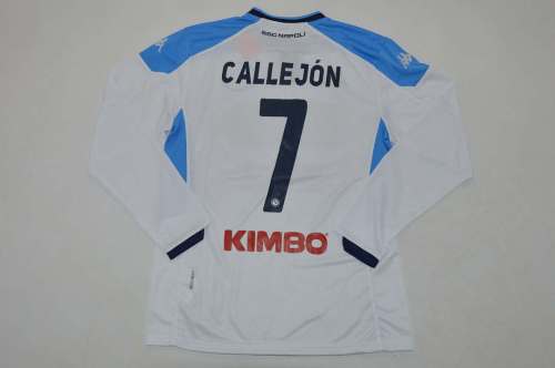 Long Sleeve Retro Jersey 2019-2020 Calcio Napoli CALLEJON 7 Away White Soccer Jersey Napoles Vintage Football Shirt