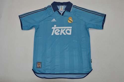 Retro Jersey 1999-2001 Real Madrid RAUL 7 Third Away Blue Soccer Jersey Vintage Real Camisetas de Futbol