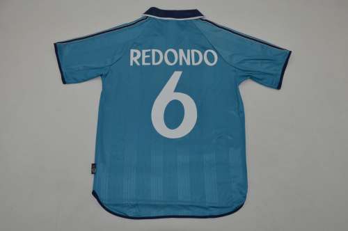 Retro Jersey 1999-2001 Real Madrid REDONDO 6 Third Away Blue Soccer Jersey Vintage Real Camisetas de Futbol