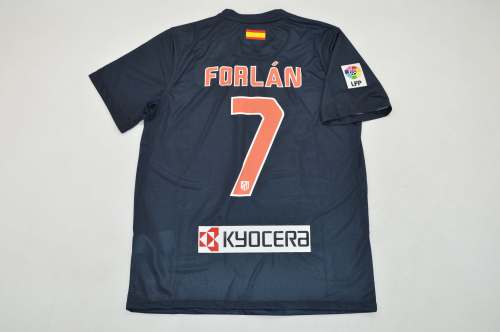 with LFP Patch Retro Jersey 2011-2012 Atletico Madrid FORLAN 7 9 Away Dark Blue Soccer Jersey Vintage Football Shirt