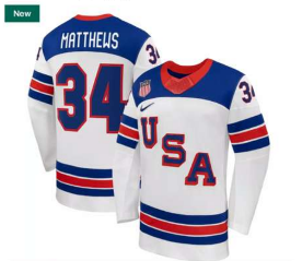Adult Team USA Auston Matthews 34 White NHL Jersey