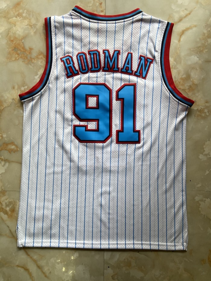 Mitchell&ness 1996-97 Chicago Bulls 91 RODMAN White Basketball Shirt NBA Jersey