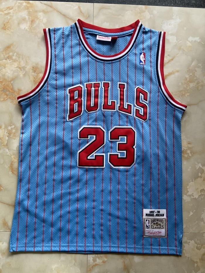 Mitchell&ness 1997-98 Chicago Bulls 23 JORDAN Blue Basketball Shirt NBA Jersey