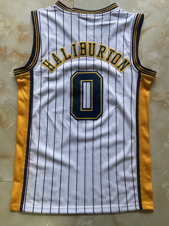 Mitchell&ness 2020-21 Indiana Pacers 0 HALIBURTON White NBA Shirt Basketball Jersey
