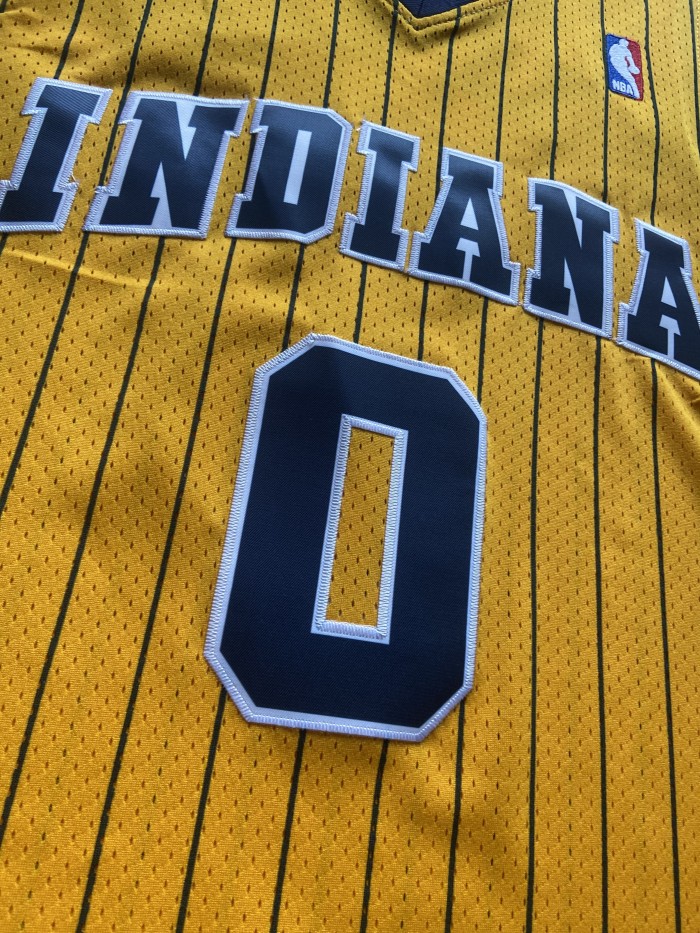 Mitchell&ness 2020-21 Indiana Pacers 0 HALIBURTON Yellow NBA Shirt Basketball Jersey