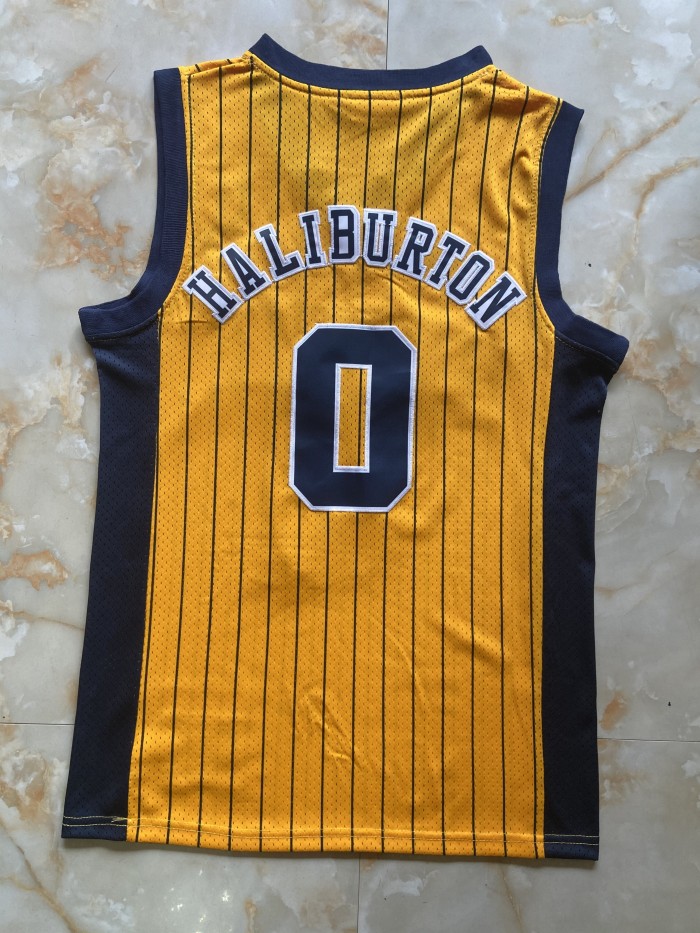 Mitchell&ness 2020-21 Indiana Pacers 0 HALIBURTON Yellow NBA Shirt Basketball Jersey