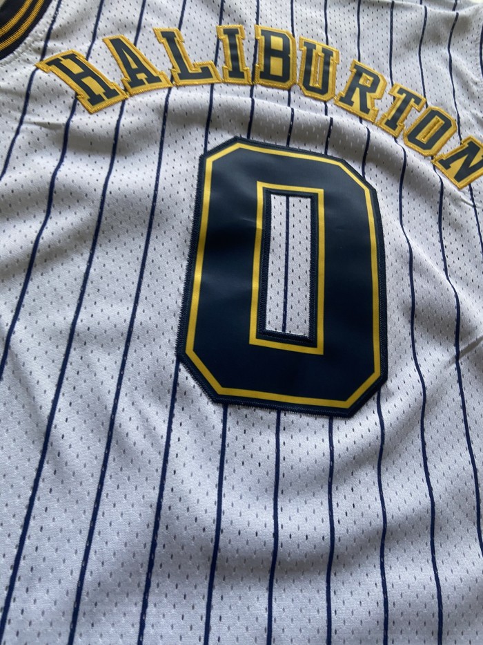 Mitchell&ness 2020-21 Indiana Pacers 0 HALIBURTON White NBA Shirt Basketball Jersey