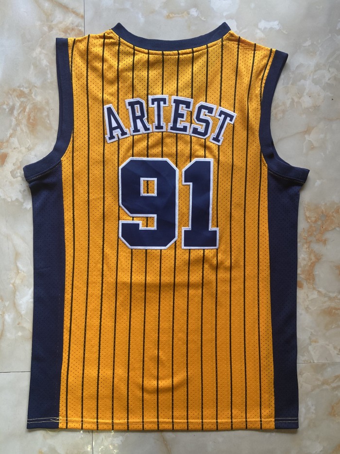 Indiana Pacers 91 ARTEST Yellow NBA Shirt Basketball Jersey