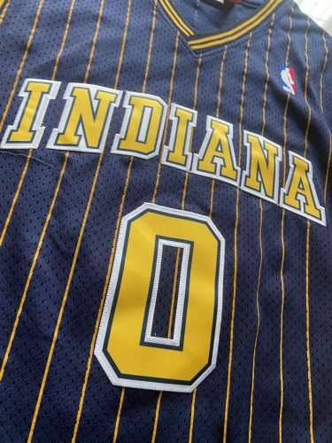 Mitchell&ness 2020-21 Indiana Pacers 0 HALIBURTON Dark Blue NBA Shirt Basketball Jersey
