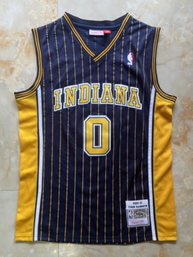 Mitchell&ness 2020-21 Indiana Pacers 0 HALIBURTON Dark Blue NBA Shirt Basketball Jersey