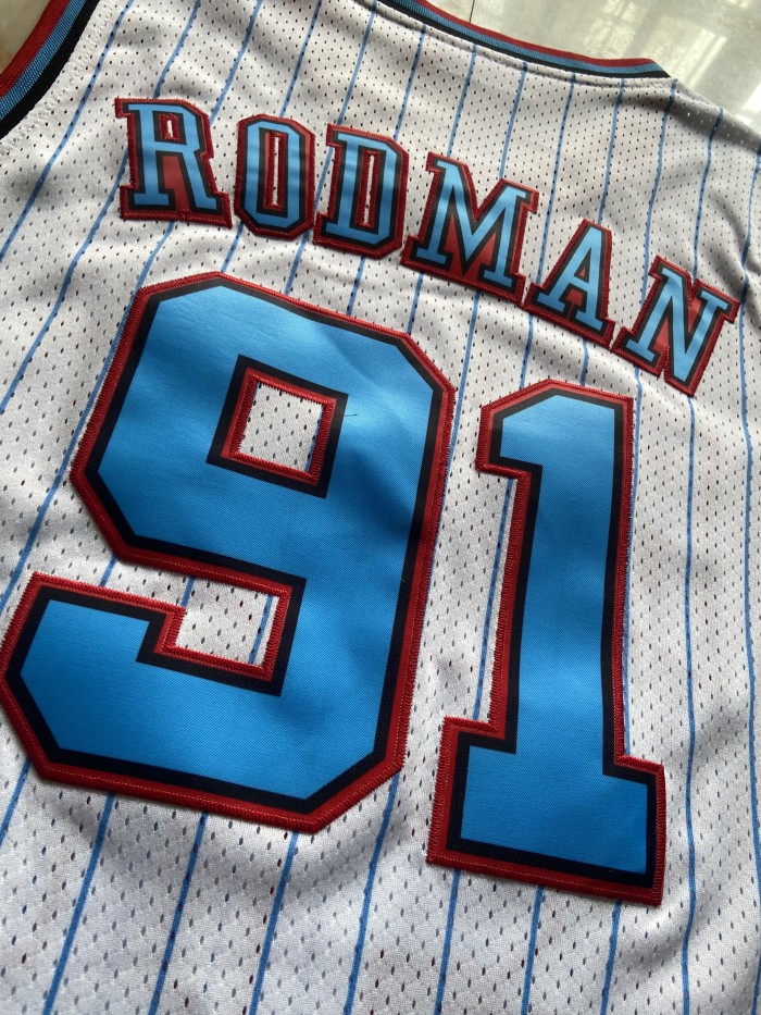 Mitchell&ness 1996-97 Chicago Bulls 91 RODMAN White Basketball Shirt NBA Jersey