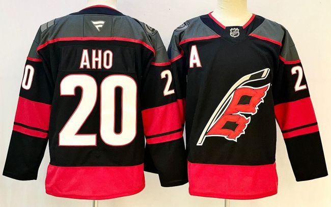 Carolina Hurricanes AHO 20 Black NHL Jersey Hockey Shirt
