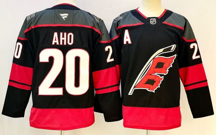 Carolina Hurricanes AHO 20 Black NHL Jersey Hockey Shirt
