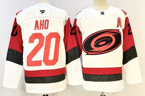 Carolina Hurricanes AHO 20 White NHL Jersey Hockey Shirt