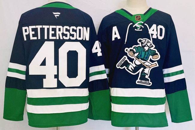 Vancouver Canucks PETTERSSON 40 Black/Green NHL Jersey Hockey Shirt
