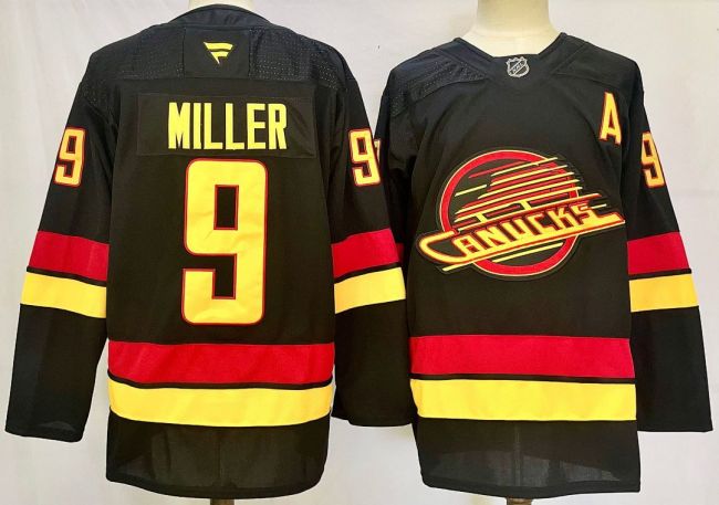 Vancouver Canucks MILLER 9 Black NHL Jersey Hockey Shirt