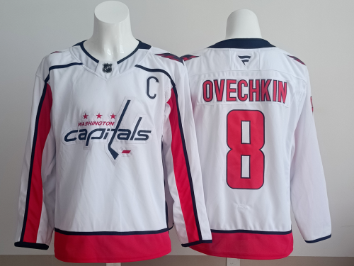 Washington Capitals OVECHKIN 8 White/Red NHL Jersey Hockey Shirt
