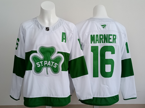 Toronto Maple Leafs MARNER 16 White/Green NHL Jersey Hockey Shirt