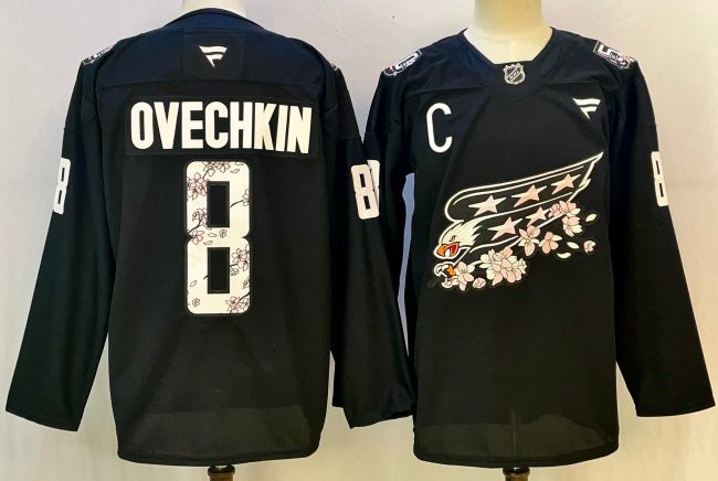 Washington Capitals OVECHKIN 8 Black NHL Jersey Hockey Shirt