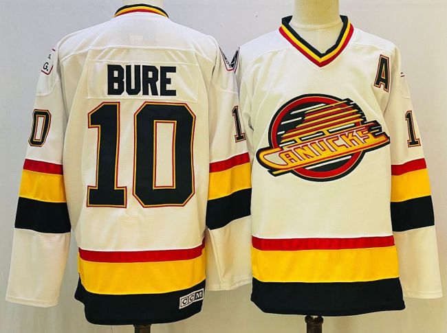 Vancouver Canucks BURE 10 Yellow NHL Jersey Hockey Shirt