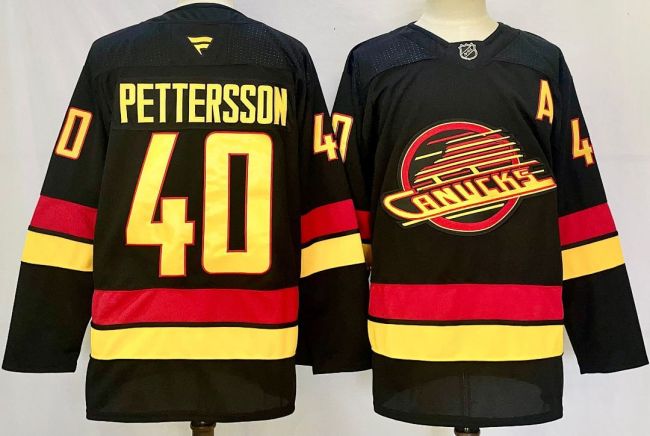 Vancouver Canucks PETTERSSON 40 Black NHL Jersey Hockey Shirt