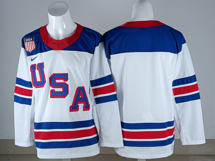 2026 Winter Olympics USA Blank White NHL Jersey United States Hockey Shirt