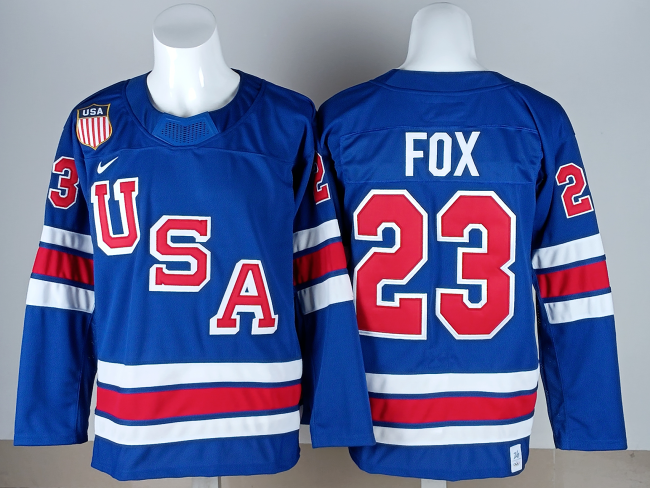 2026 Winter Olympics USA FOX 23 Blue NHL Jersey United States Hockey Shirt