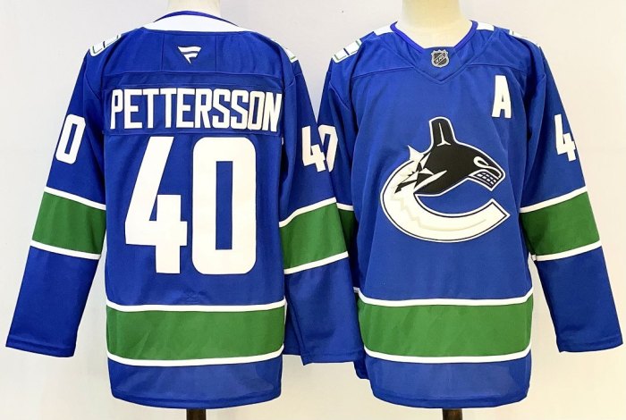 Vancouver Canucks PETTERSSON 40 Blue NHL Jersey Hockey Shirt