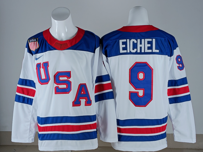 2026 Winter Olympics USA EICHEL 9 White NHL Jersey United States Hockey Shirt