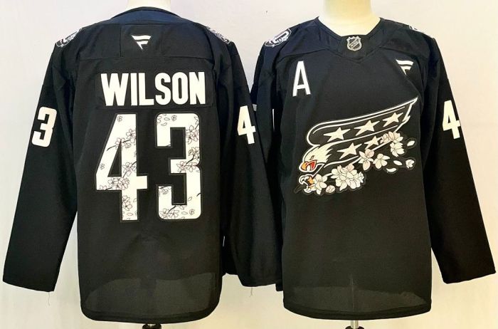 Washington Capitals WILSON 43 Black NHL Jersey Hockey Shirt