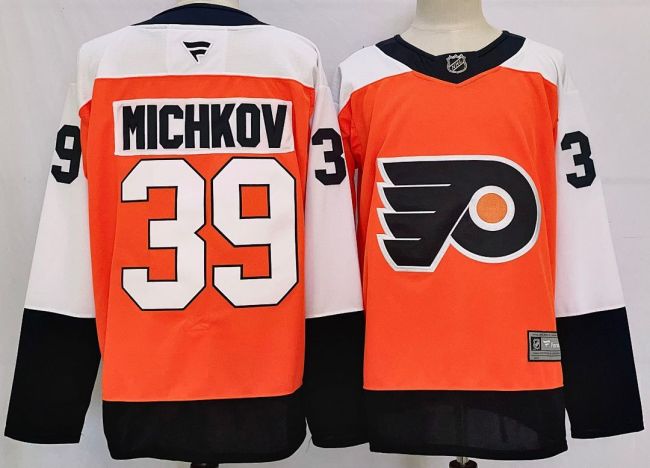 Philadelphia Flyers MICHKOV 39 Orange NHL Jersey Hockey Shirt