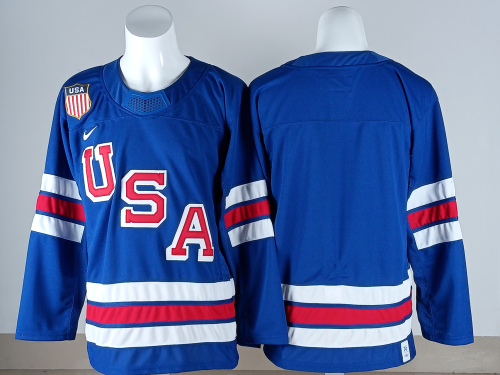 2026 Winter Olympics USA Blank Blue NHL Jersey United States Hockey Shirt