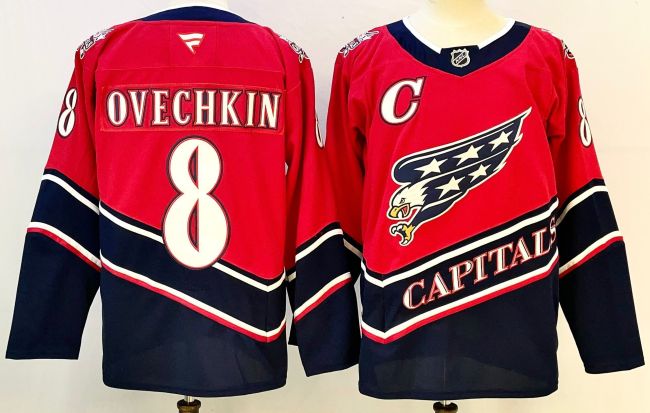 Washington Capitals OVECHKIN 8 Red/Black NHL Jersey Hockey Shirt
