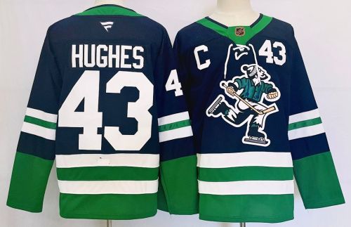 Vancouver Canucks HUGHES 43 Black/Green NHL Jersey Hockey Shirt